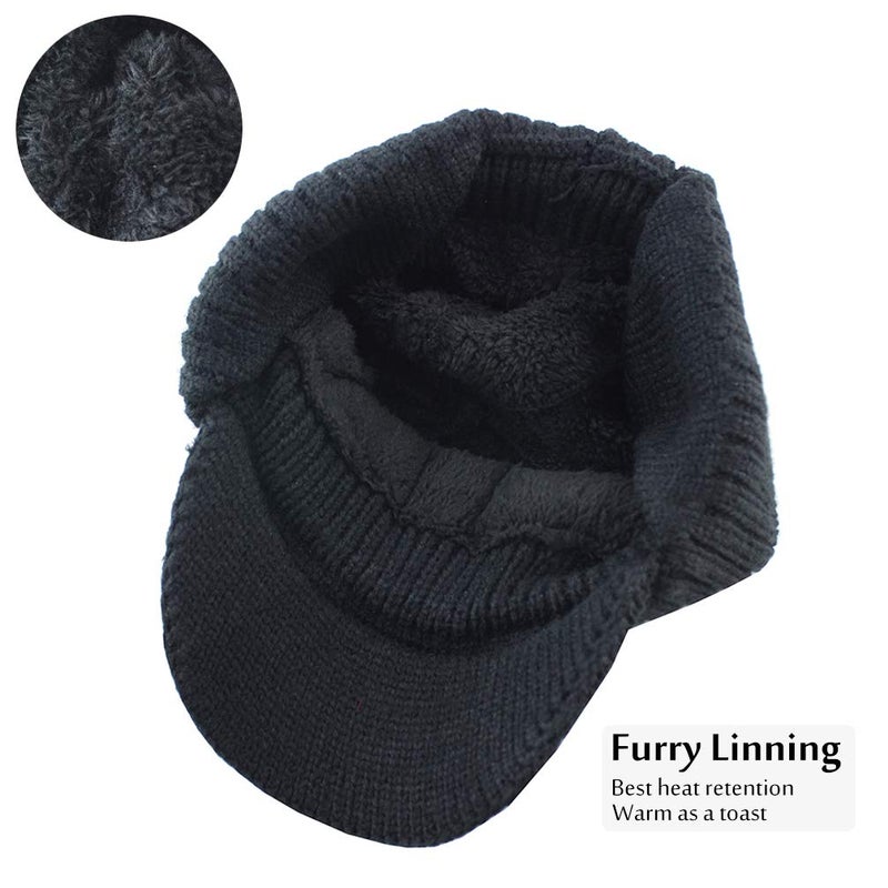 CAMOLAND 30% Wool Winter Beanie w/Visor & Earflaps for Men Outdoor Fleece Hat - Image 5